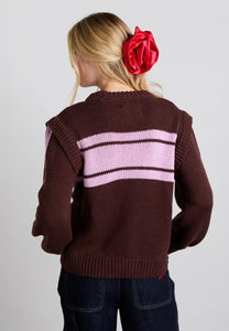 Damson Madder Poppy Crew Neck Jumper Burgundy & Lilac