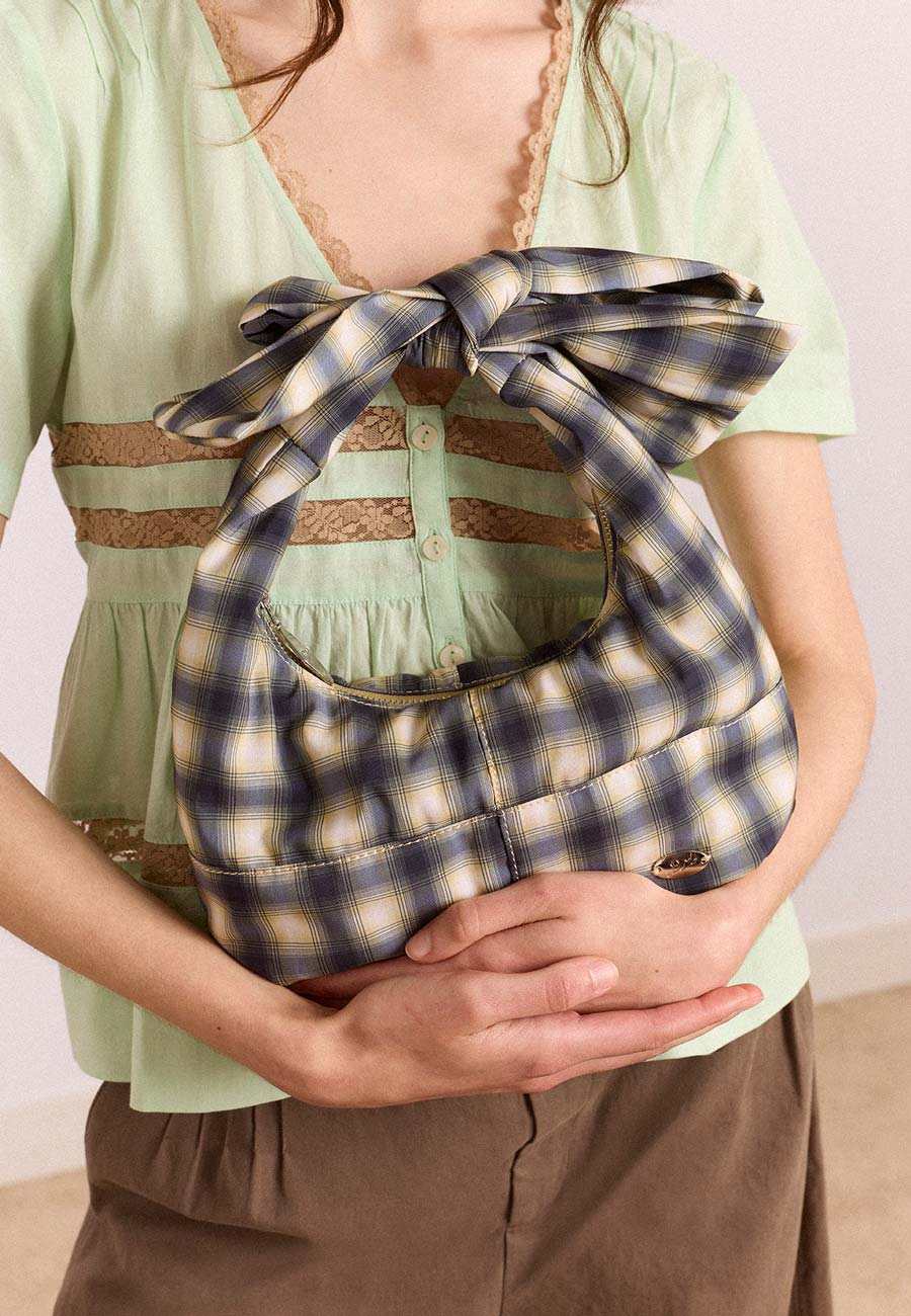 Damson Madder Roo Check Tie Bag Cardamom Check