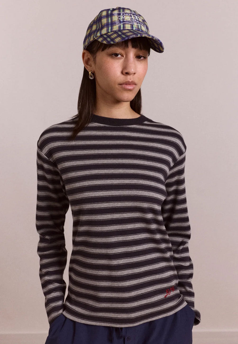 Damson Madder Lilah Long Sleeve Tee Grey Marl Stripe