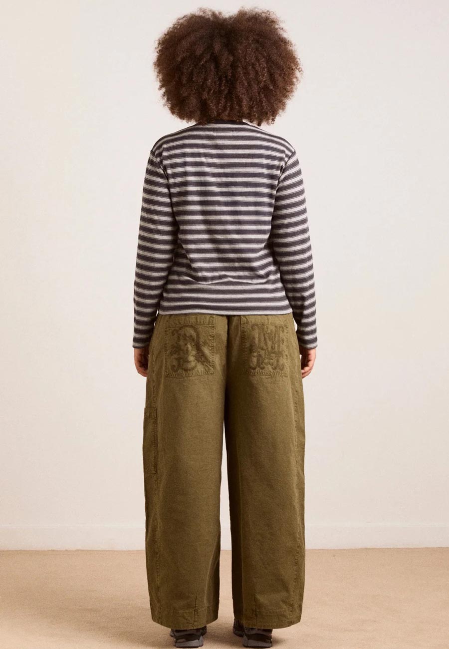 Damson Madder Lilah Long Sleeve Tee Grey Marl Stripe