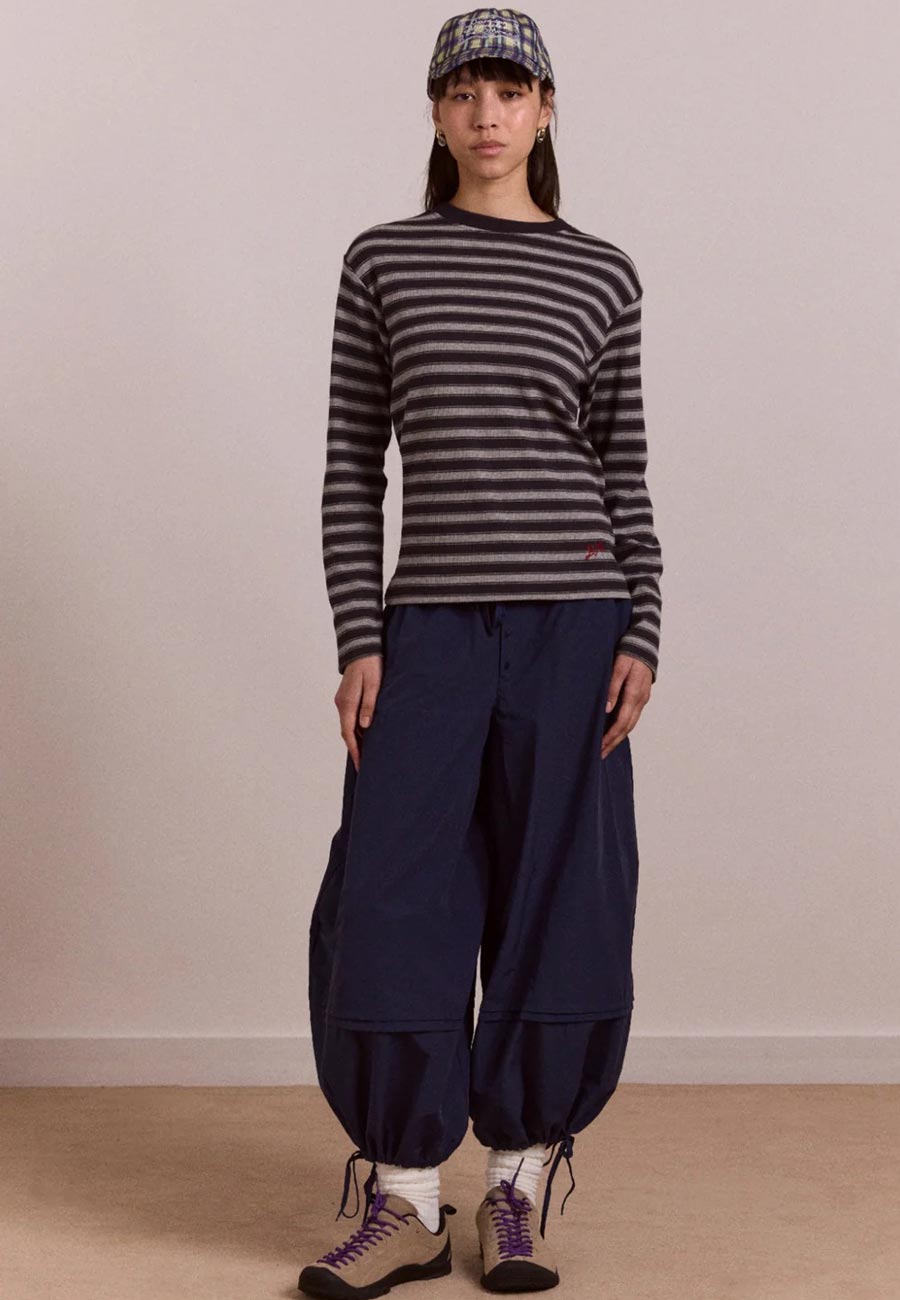 Damson Madder Lilah Long Sleeve Tee Grey Marl Stripe
