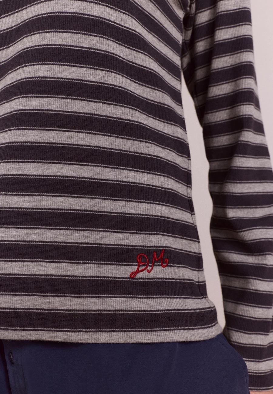 Damson Madder Lilah Long Sleeve Tee Grey Marl Stripe