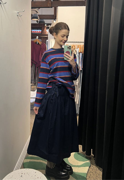 Damson Madder Josie Midi Skirt Navy