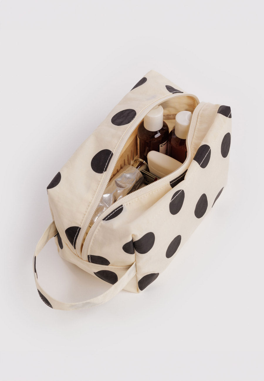 Baggu Dopp Kit Cream and Black Polka Dot