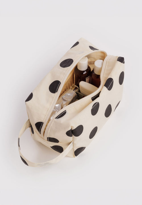 Baggu Dopp Kit Cream and Black Polka Dot