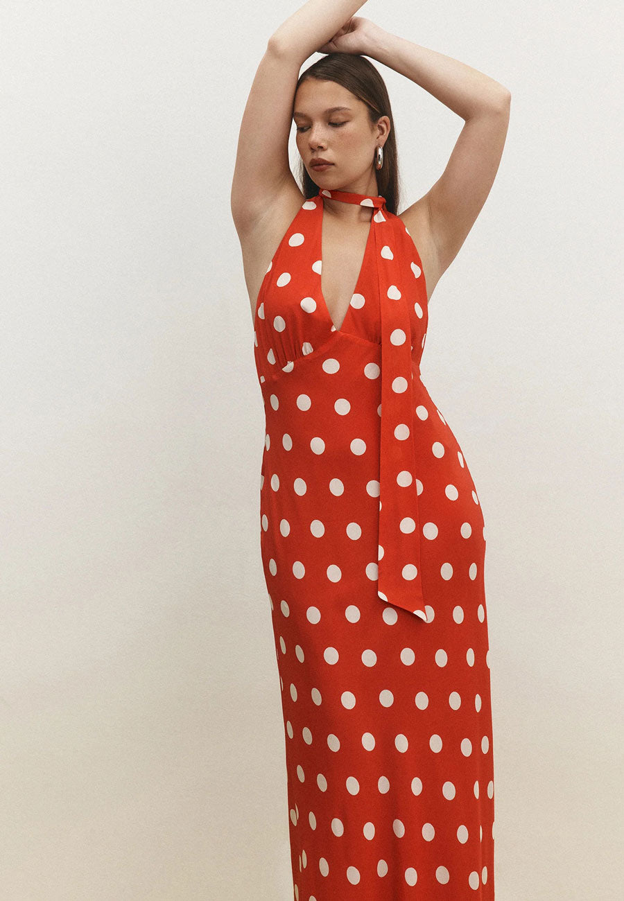 Ownley Elyse Maxi Dress Red Polka