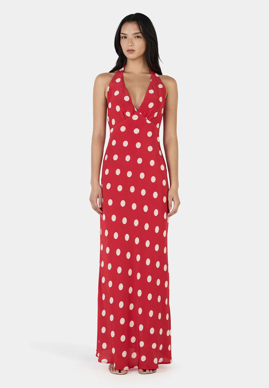 Ownley Elyse Maxi Dress Red Polka