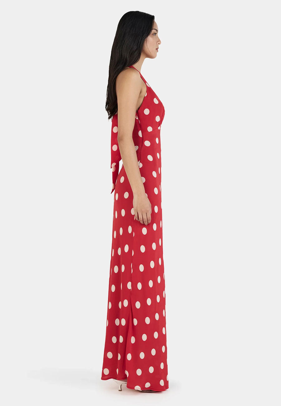 Ownley Elyse Maxi Dress Red Polka