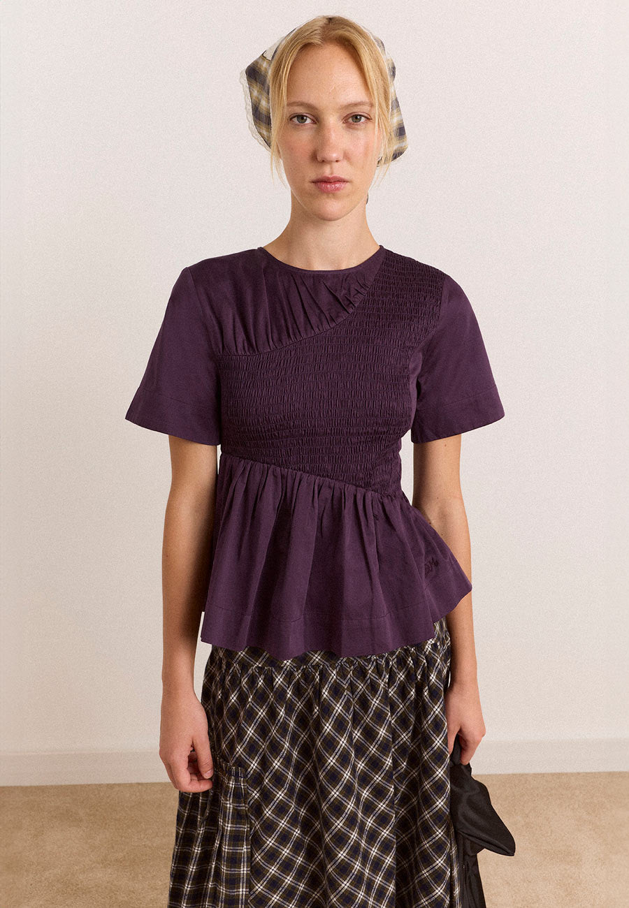 Damson Madder Emmy Shirred Top Plum