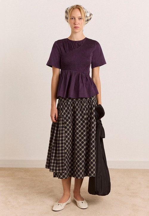 Damson Madder Emmy Shirred Top Plum