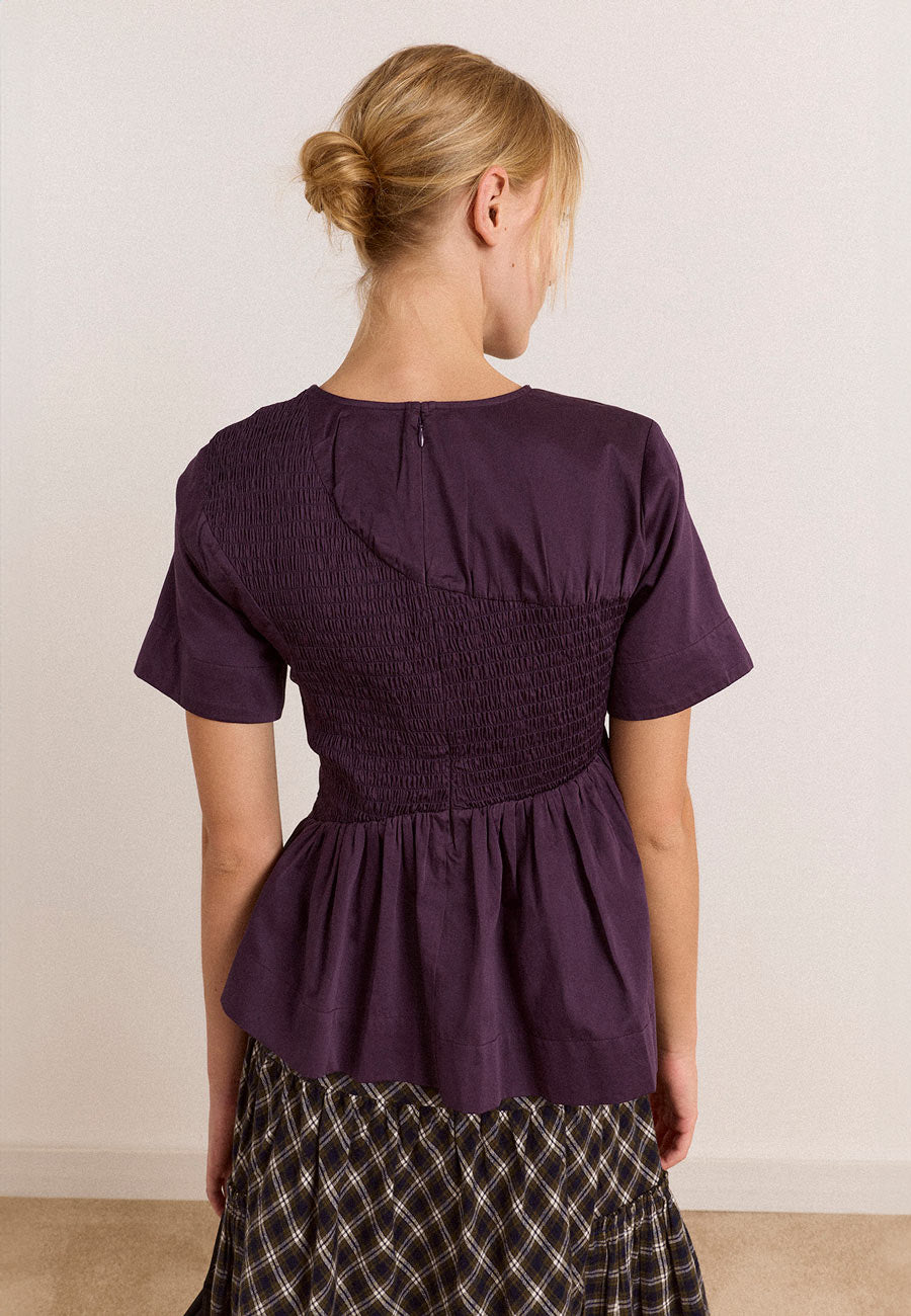 Damson Madder Emmy Shirred Top Plum