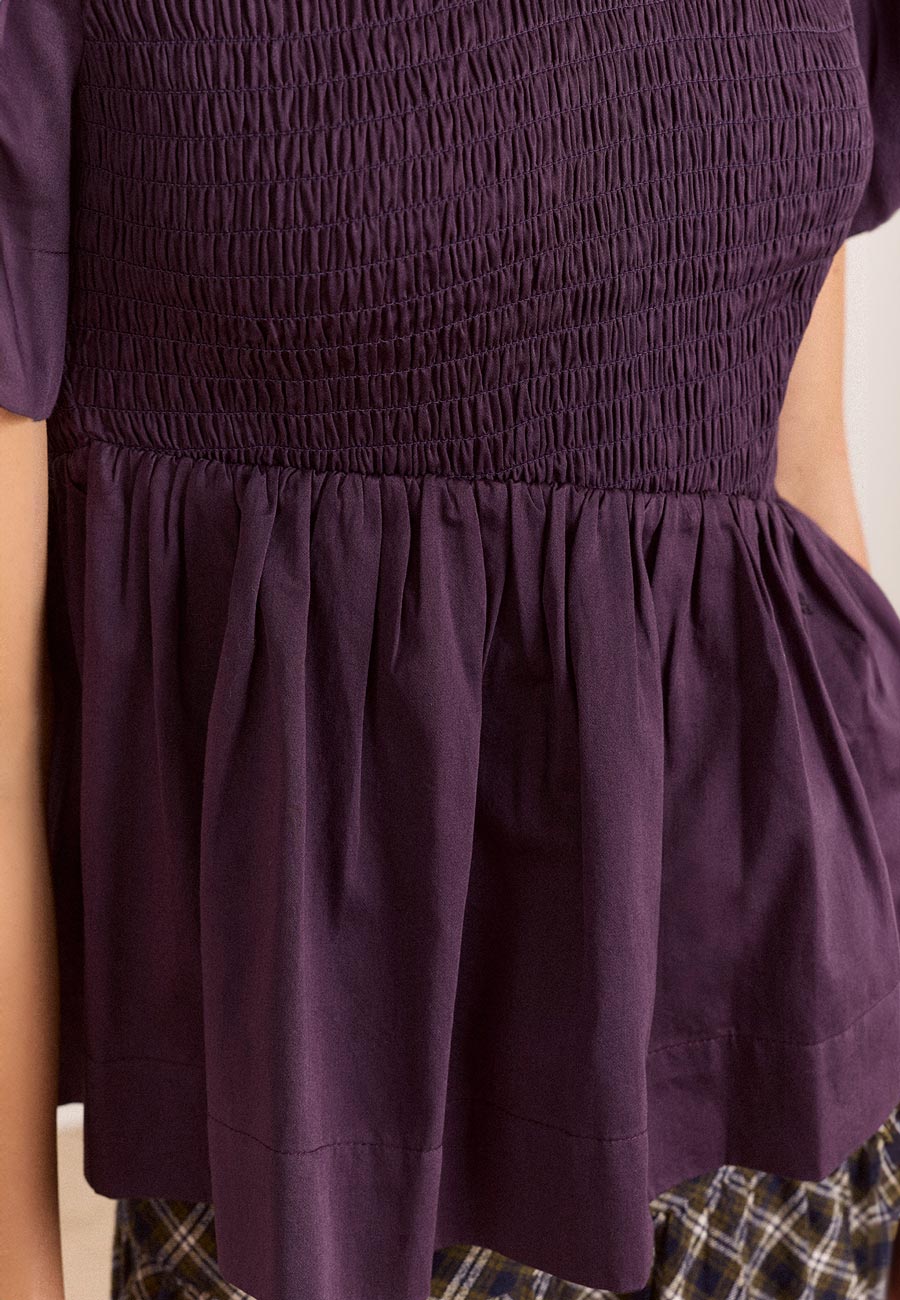 Damson Madder Emmy Shirred Top Plum