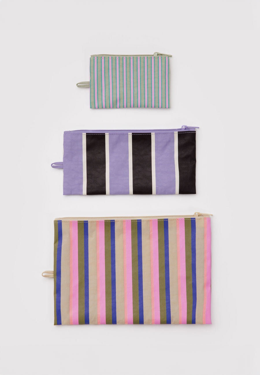 Baggu Flat Pouch Set Candy Shop Stripes