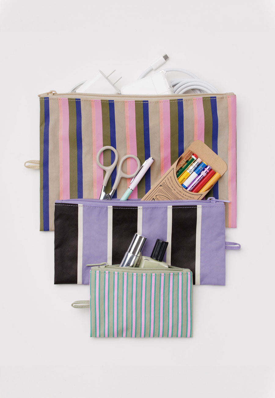 Baggu Flat Pouch Set Candy Shop Stripes