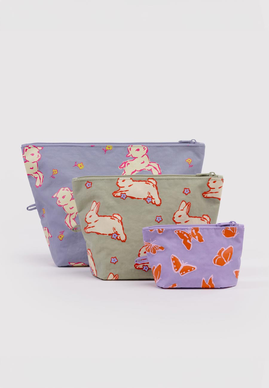 Baggu Go Pouch Set Spring Animals