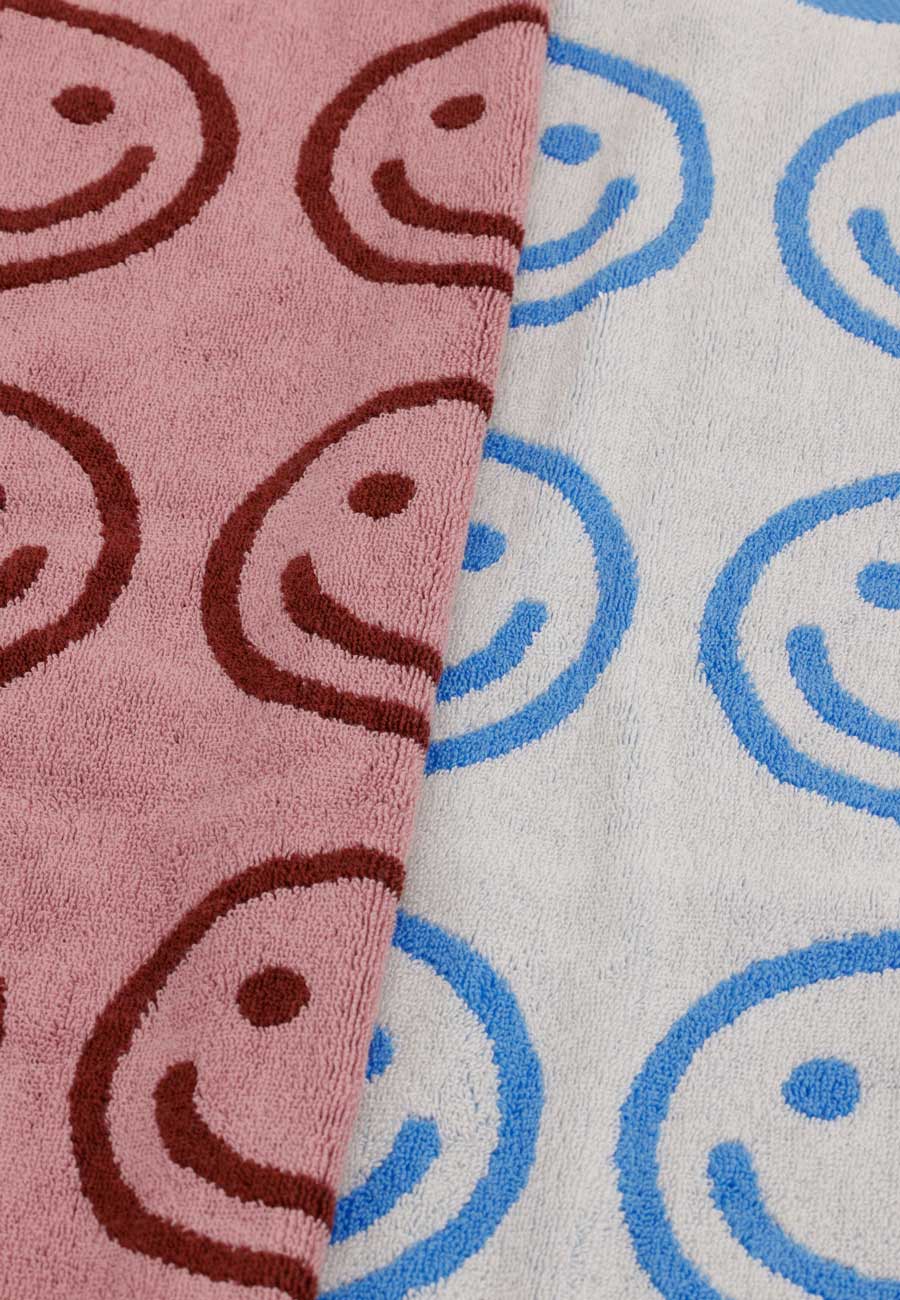 Baggu Hand Towel Set of 2 Sky Blue and Blush Happy