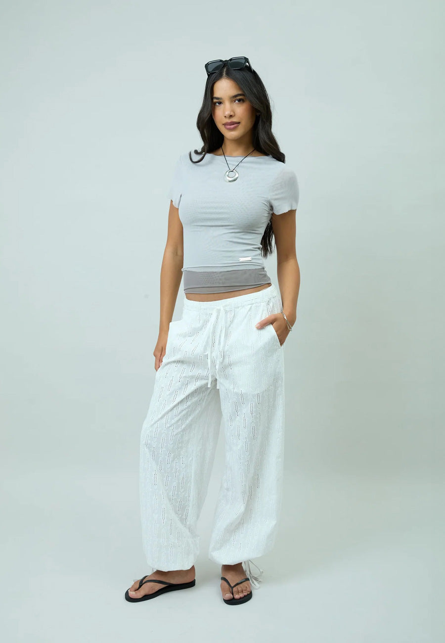 House of Sunny Mesh Top Pale Grey