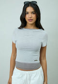 House of Sunny Mesh Top Pale Grey
