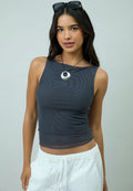 House of Sunny Sleeveless Mesh Top Steel Grey
