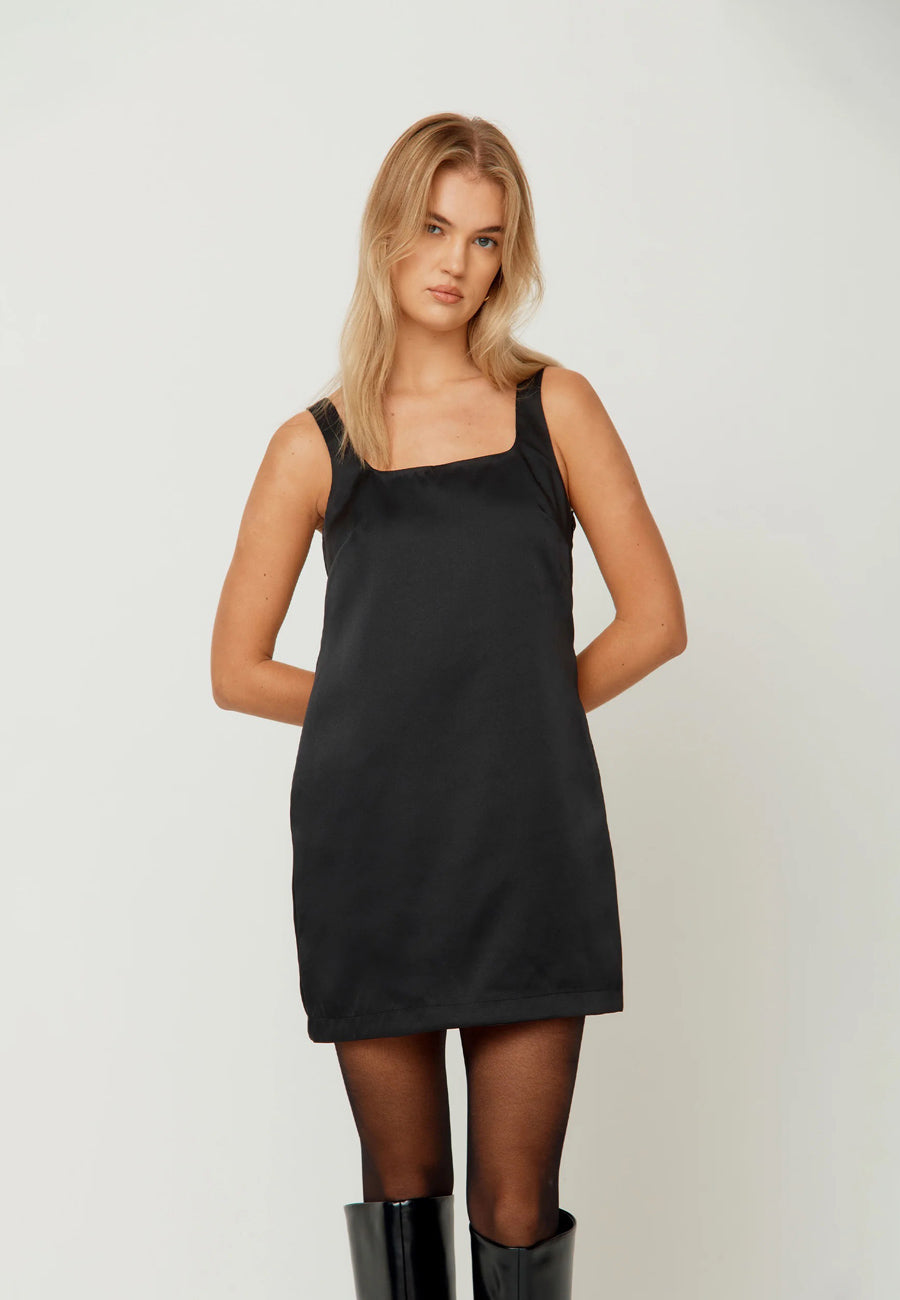 House of Sunny Mini Shift Satin Dress