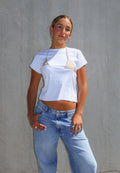 Rhoda Nunn Off-Cut Tee White Brown Polka Dot