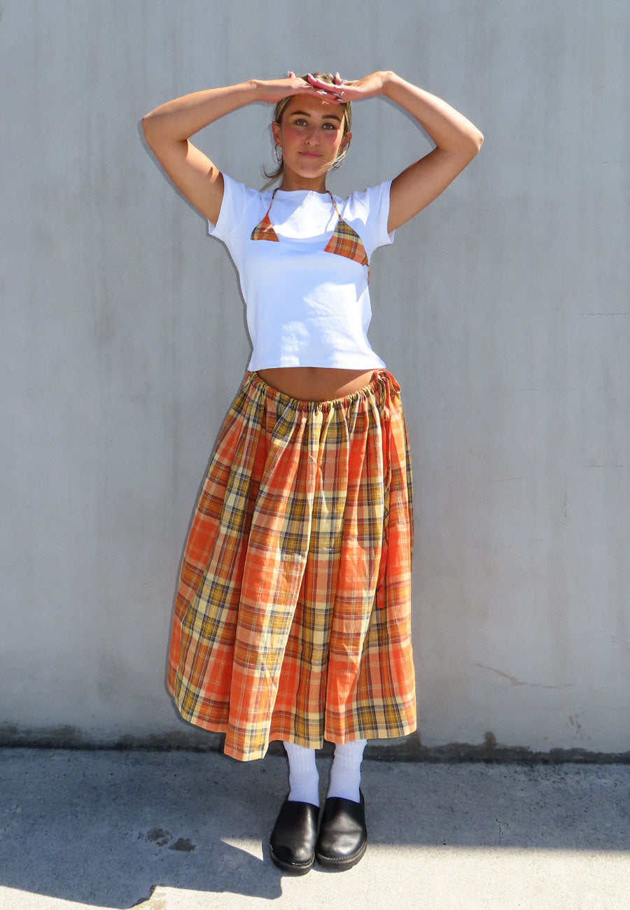 Rhoda Nunn Sunne Skirt Tangerine Check