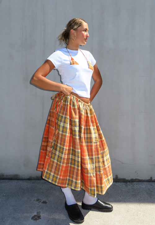 Rhoda Nunn Sunne Skirt Tangerine Check