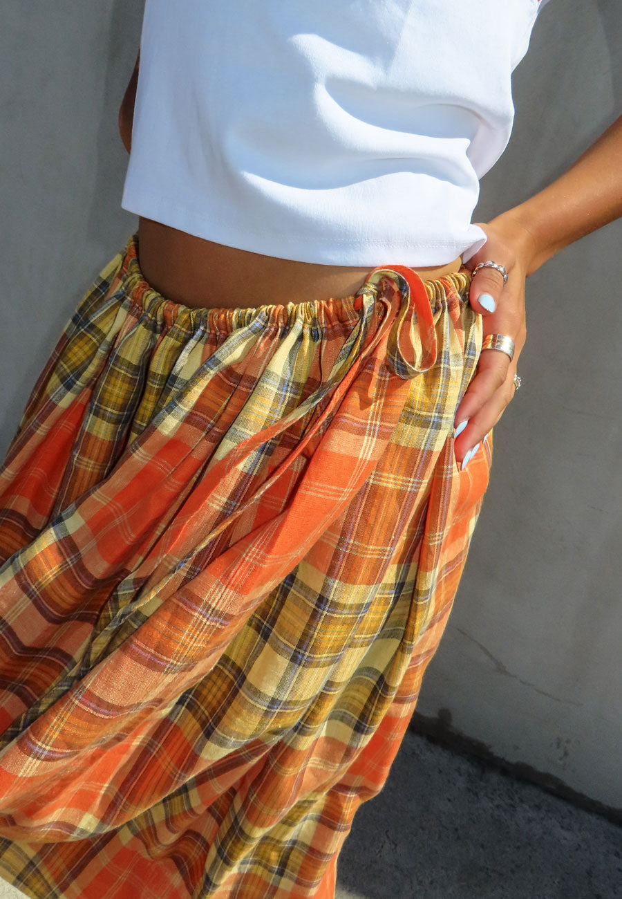 Rhoda Nunn Sunne Skirt Tangerine Check