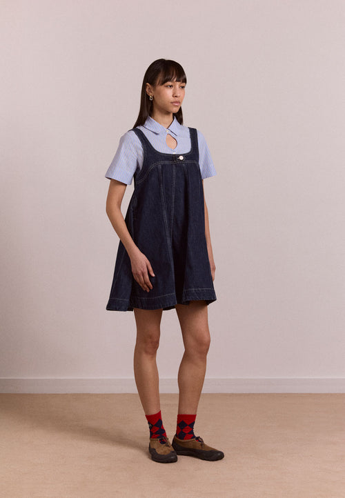 Damson Madder Immy Mini Dress Dark Wash