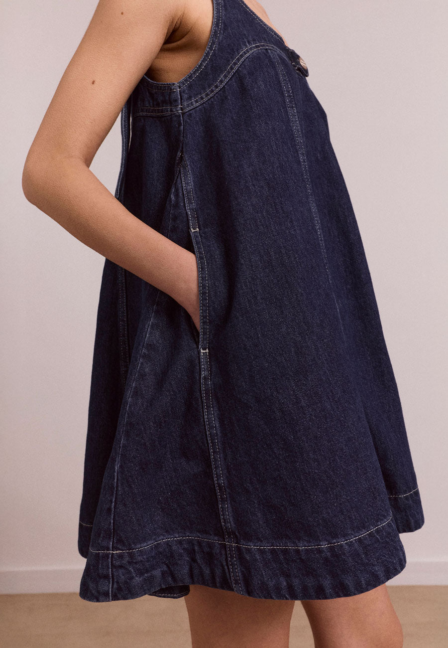 Damson Madder Immy Mini Dress Dark Wash