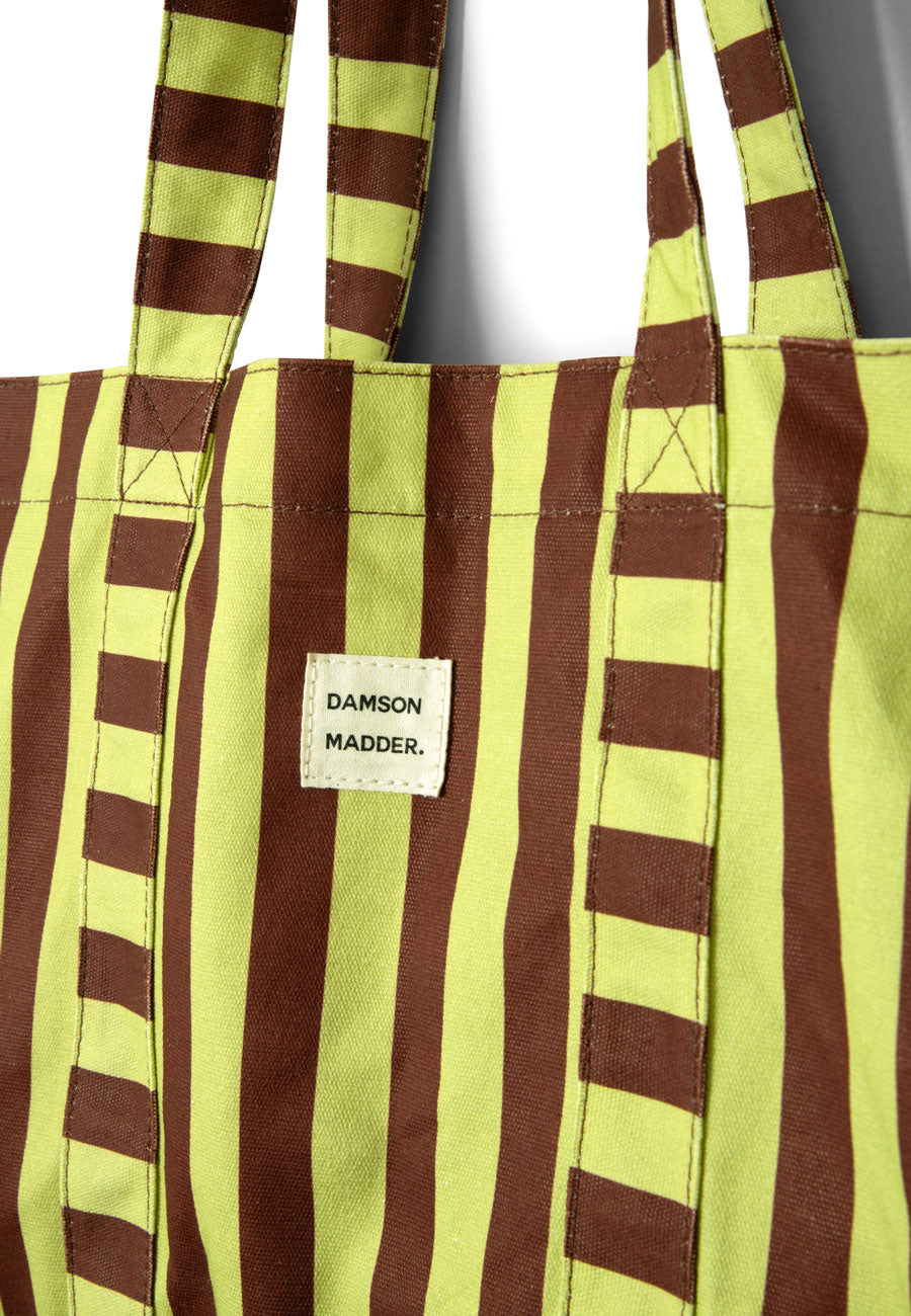 Damson Madder Large Canvas Tote Bag Green Stripe