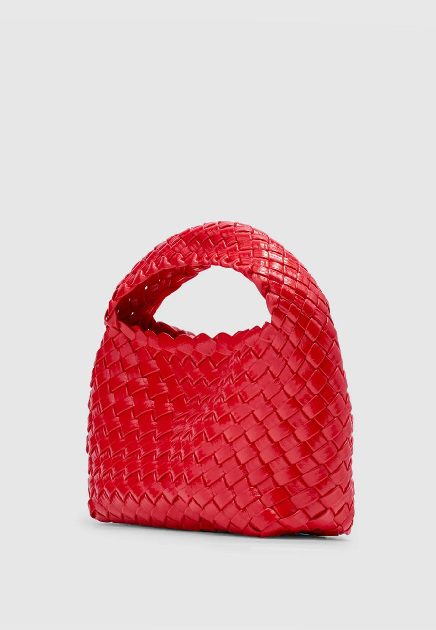 Brie Leon Luca Mini Woven Bag Cherry Gloss Crinkle