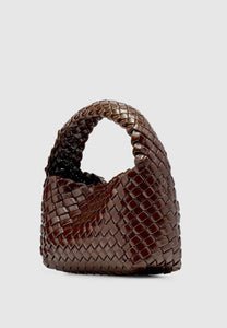 Brie Leon Luca Mini Woven Bag Chocolate Gloss Crinkle