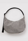 Baggu Large Nylon Crescent Bag Black and Cream Gingham