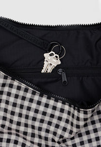 Baggu Large Nylon Crescent Bag Black & White Gingham