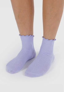 Baggu Lettuce Edge Sock Set of 2 Lavender & Red