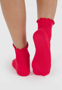 Baggu Lettuce Edge Sock Set of 2 Lavender & Red