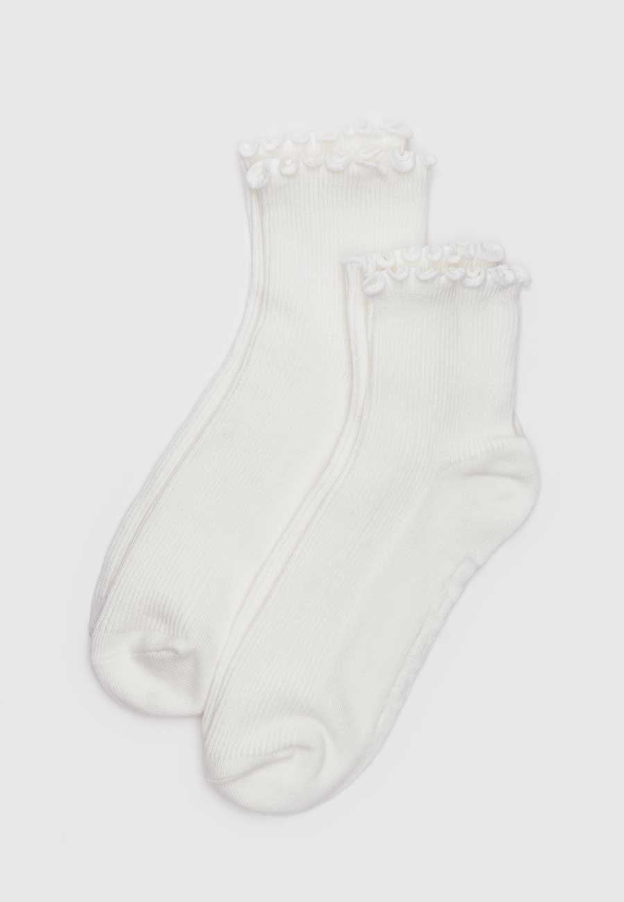 Baggu Lettuce Edge Sock Set of 2 White