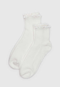 Baggu Lettuce Edge Sock Set of 2 White