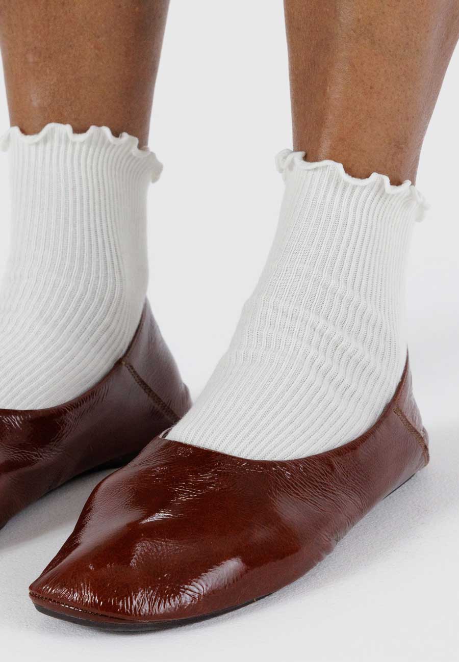 Baggu Lettuce Edge Sock Set of 2 White