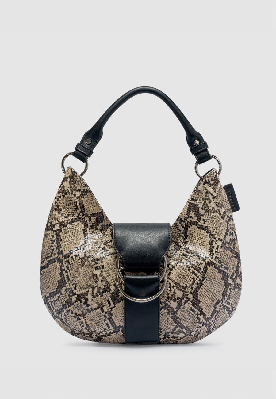 Brie Leon Mischa Baguette Bag Beige Python