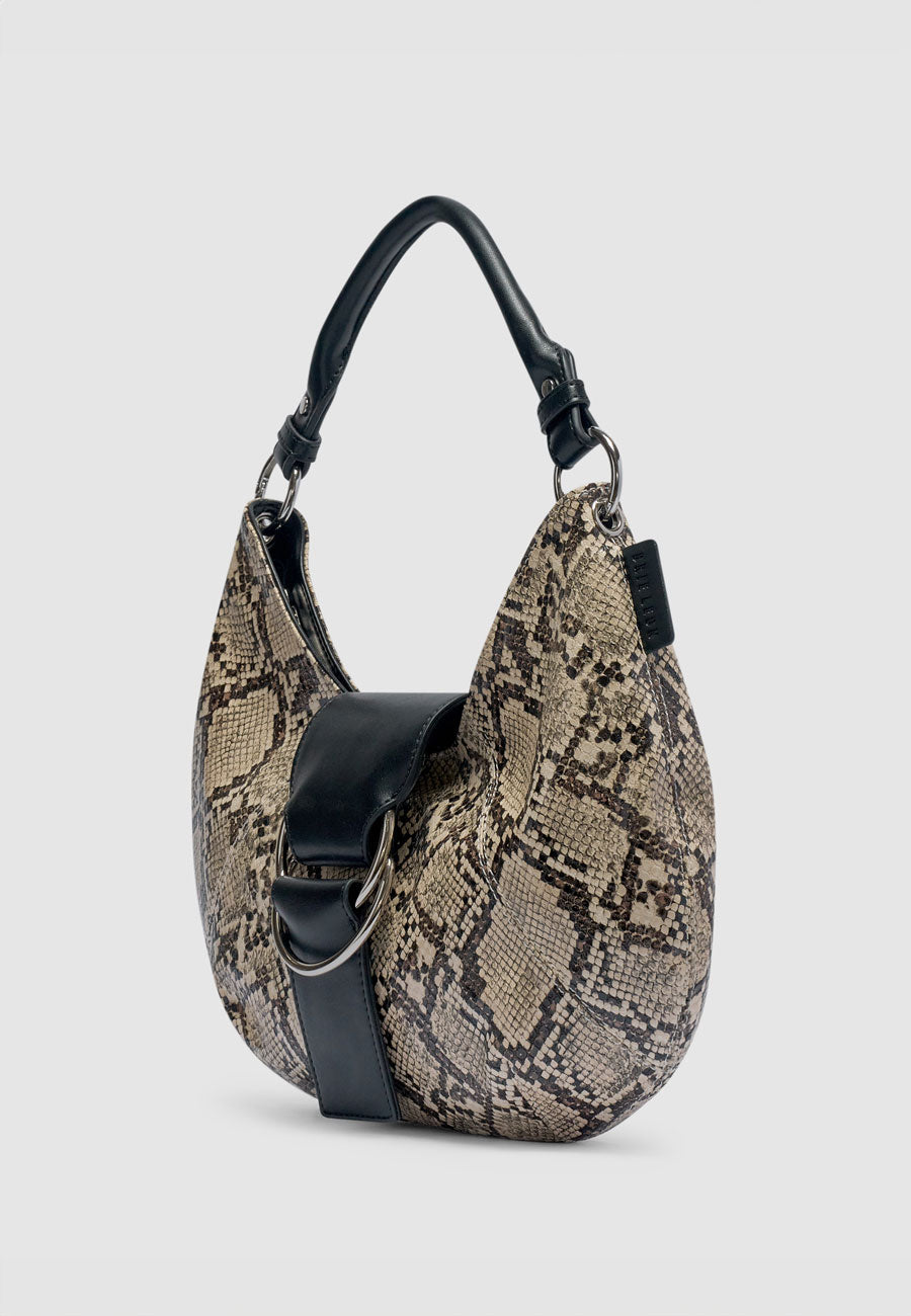 Brie Leon Mischa Baguette Bag Beige Python