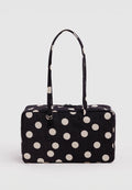 Baggu Medium Nylon Bowler Bag Black and Cream Polka Dot