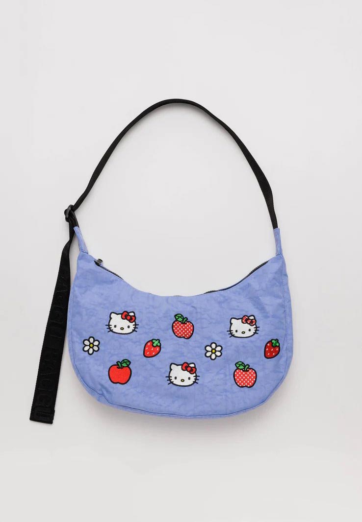 Baggu Medium Nylon crescent Bag Embroidered Hello Kitty