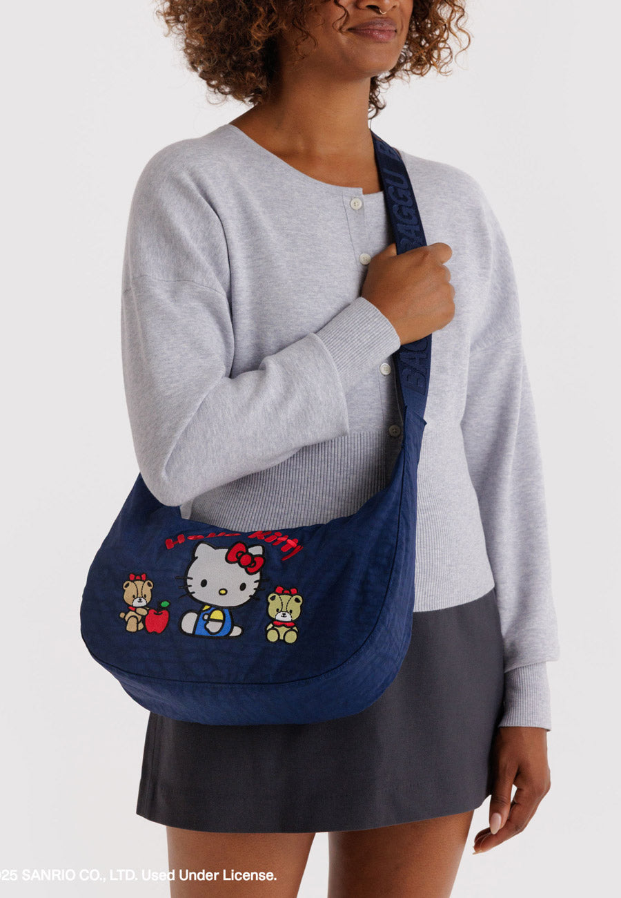 Baggu Medium Nylon Crescent Bag Embroidered Hello Kitty & Teddy