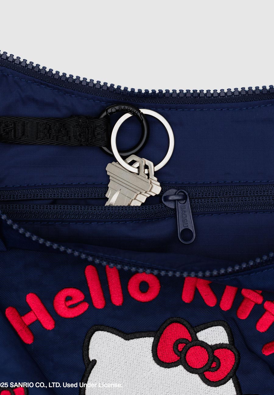 Baggu Medium Nylon Crescent Bag Embroidered Hello Kitty & Teddy