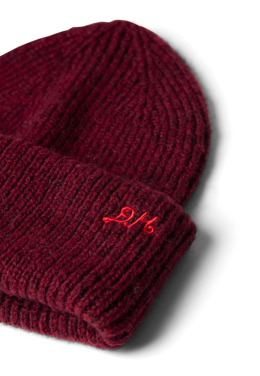 Damson Madder Logo Beanie Burgundy