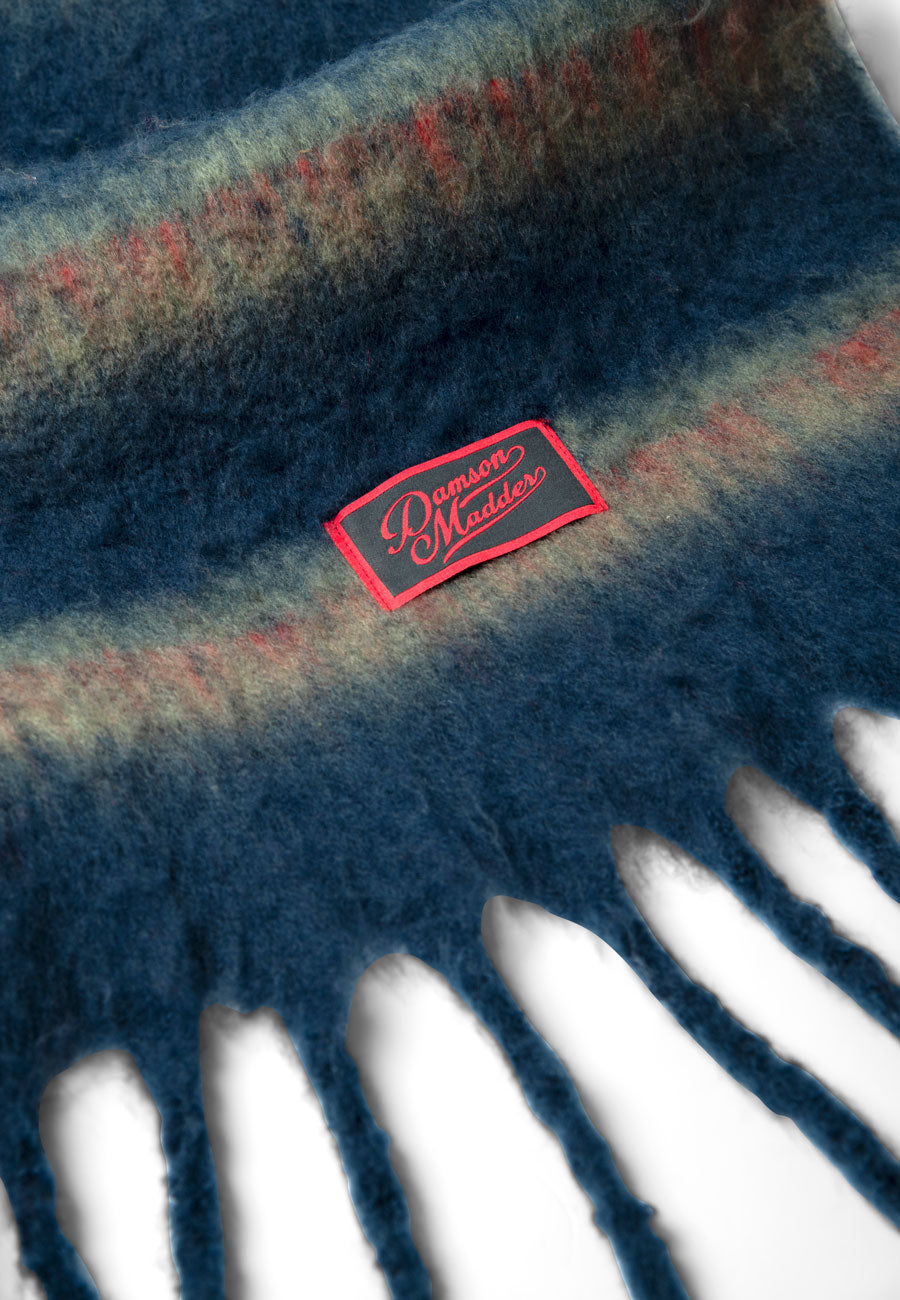 Damson Madder Brushed Oversized Scarf Choc Blue Stripe