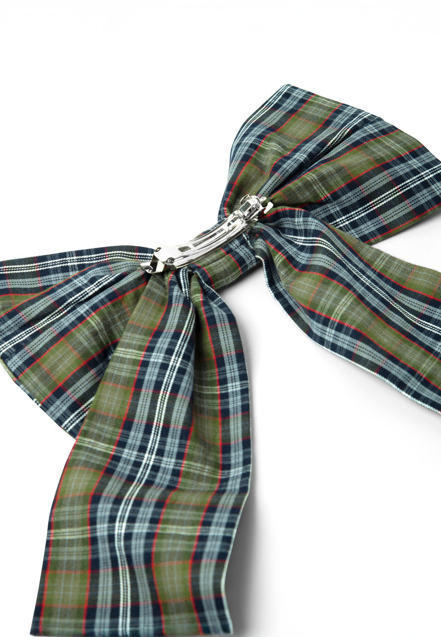 Damson Madder Oversized Bow Clip Multi Check