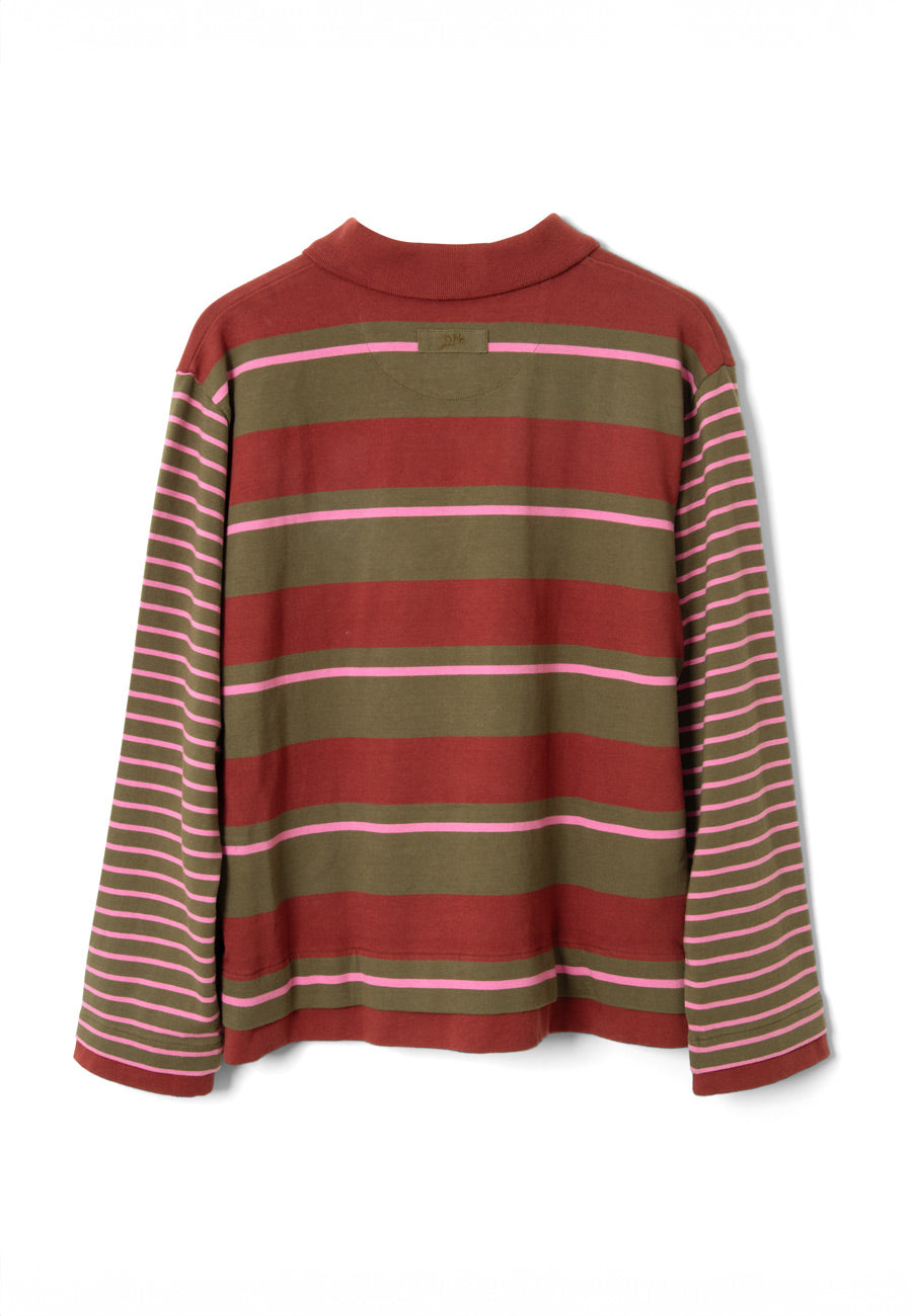 Damson Madder Noah Cinch Rugby Jersey Olive/Pink Stripe